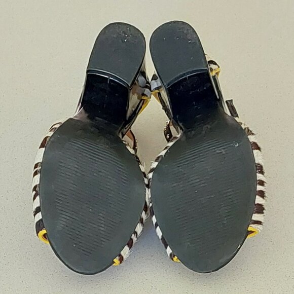 DI Vitrini Zebra Pattern Block/Wedge Heel Shoes Womens Size 6 - Picture 5 of 16